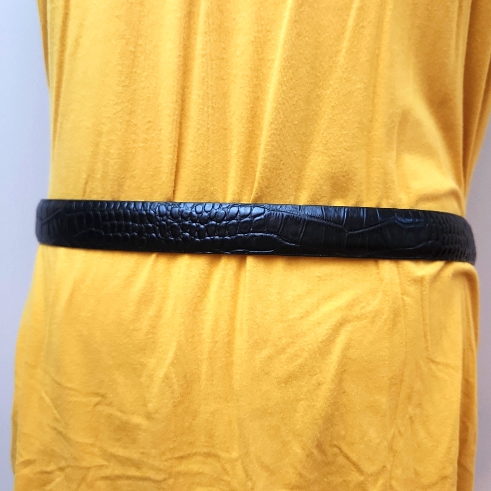GORGEOUS 1" WIDE BLACK ITALIAN LEATHER BELT W/RUSTIC SILVER BUCKLE. SZ 38 - Picture 4 of 9